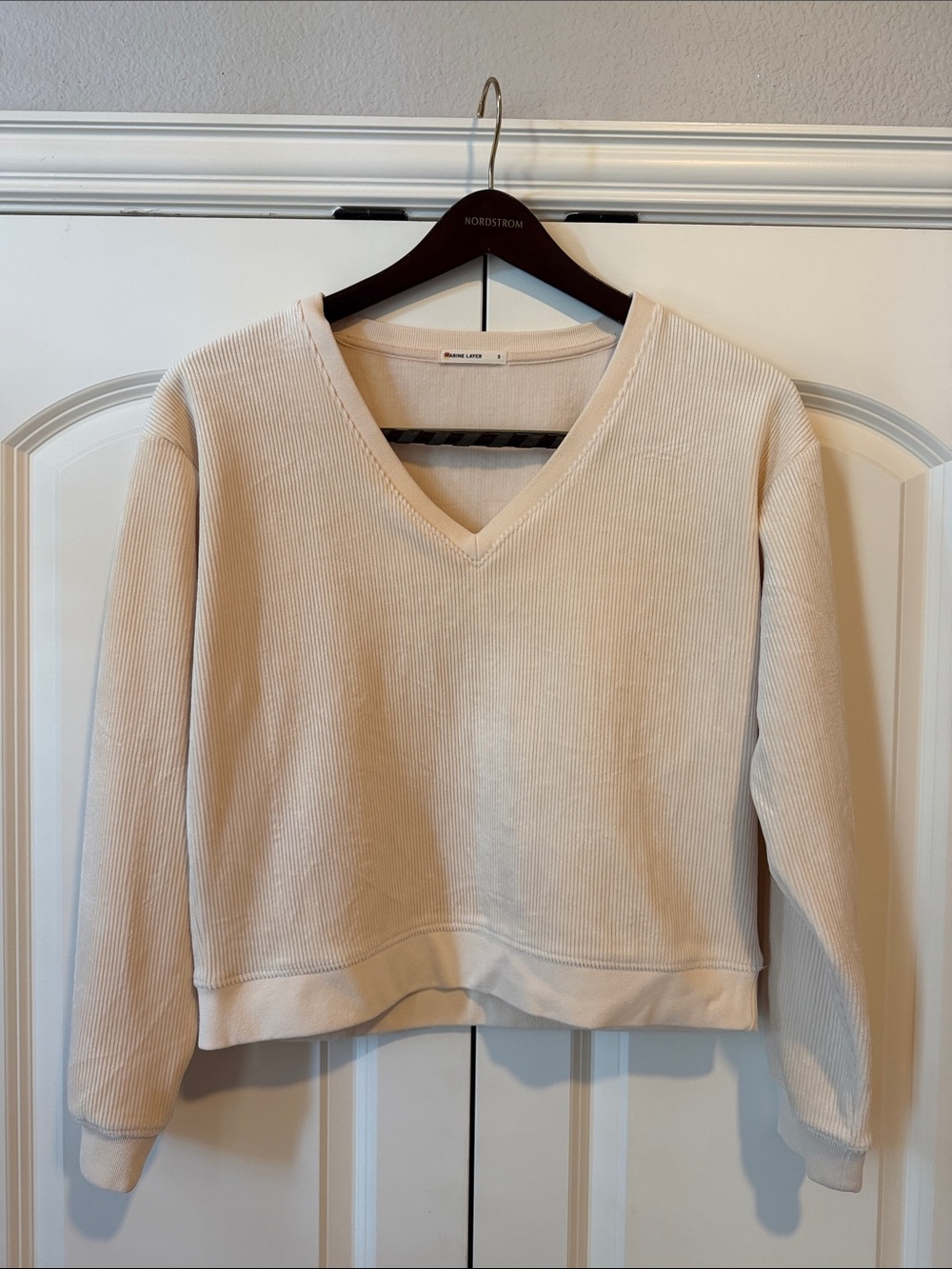 Marine Layer Velour Corduroy V-Neck Sweater Small